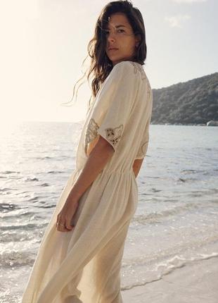 Платье с вышивкой и льном - limited edition