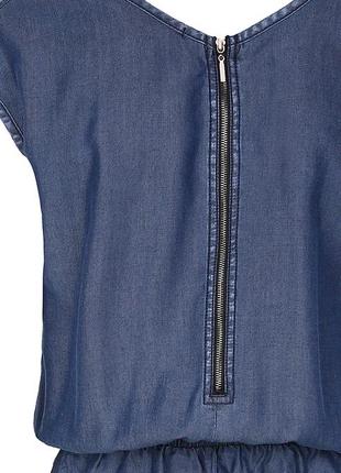 Женский летний брючный комбинезон однотонный синий джинсового цвета4 фото