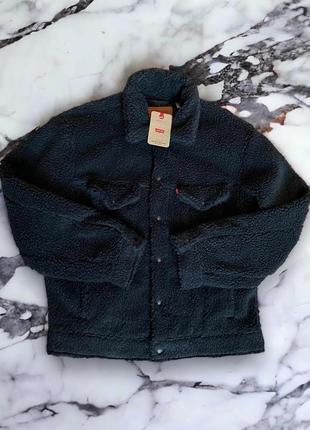 Levis s 36 шерпа sherpa куртка вітровка осіння зимова чорна чоловіча