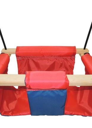 Детская подвесная качель тканевая "кенгуренок" take&ride красно-синяя в сумке.