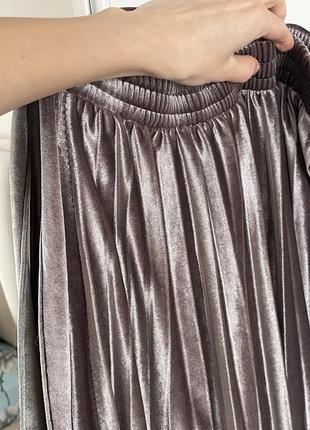 Плиссированная юбка велюр4 фото