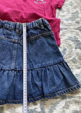F&amp;f 8-10 років синя джинсова спідниця нова та рожева футболка в подарунок3 фото