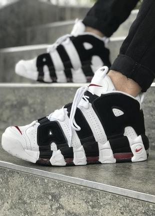 Мужские кроссовки найк nike air uptempo black white, кросівки найк високі