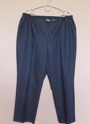 Темно синие классические хлопковые брюки, брючки хлопок классика, укороченные классические брюки 54-56 р.