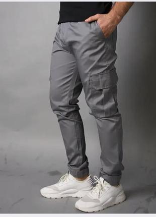 Карго брюки коттоновые серые от boohoo man p.32