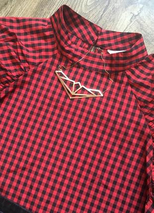 Рубашка червоно-чорна блузка h&m сорочка2 фото