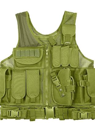 Жилет тактический aokali outdoor a60 green армейский разгрузочный kro-89