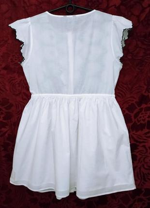 100% хлопок белое платье с вышивкой на пуговицах лёгкое белоснежное платье мини7 фото
