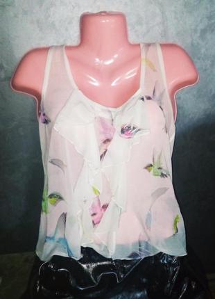 Легка літня блуза з зображенням колібрі