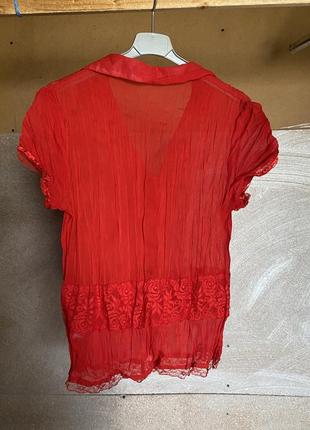 Блуза ярко красная с кружевом нижняя2 фото