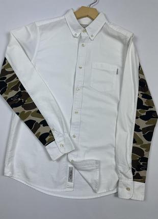 Мужская белая рубашка с вставками камо carhartt wip l/s raymond white camo shirt5 фото