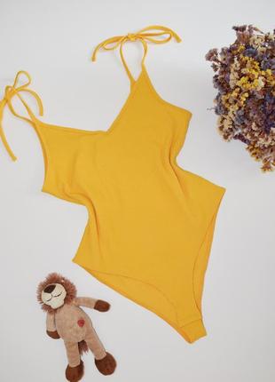 Желтый боди в рубчик, комбидресс на завязках h&m