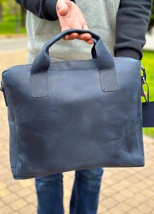 Чоловіча бізнес-сумка з натуральної шкіри3 фото