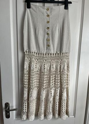 Трендовая юбка лён, франция