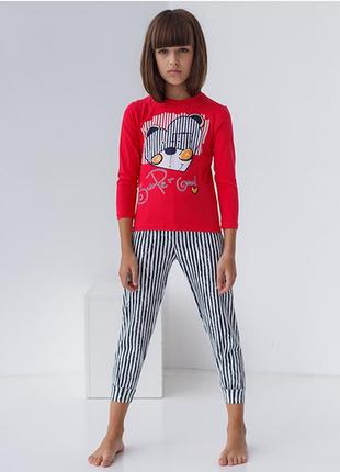 Пижама для девочки с штанами мишка 8931