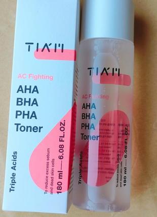 Кислотний очищаючий тонер для проблемної шкіри tiam ac fighting aha bha pha toner