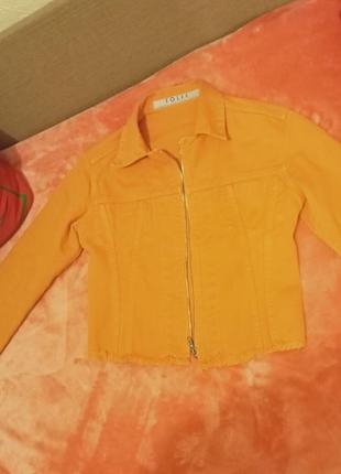 Супер курточка джинсовка(оранж)4 фото