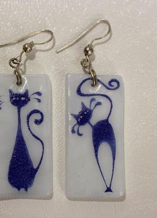 Сережки-котики кераміка