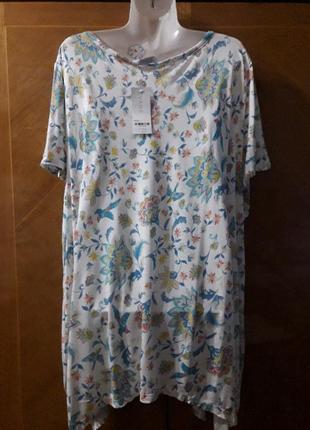 Брендовая новая вискозная стильная футболка/ блузка с цветочным рисунком р.26 / 28 от evans2 фото