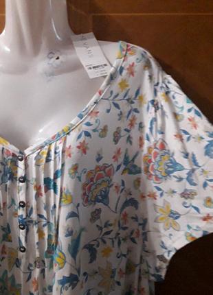 Брендовая новая вискозная стильная футболка/ блузка с цветочным рисунком р.26 / 28 от evans3 фото