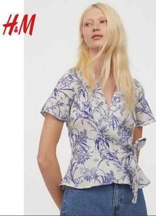 Лляна блузка на запах преміум колекції h&m1 фото