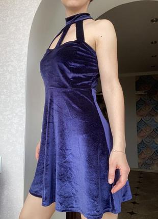 Плаття з чокером оксамит бархат сукня вечірня з блистками1 фото