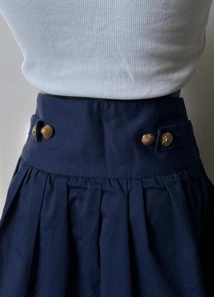Синяя юбка с пуговичками мини-миди xs10 фото