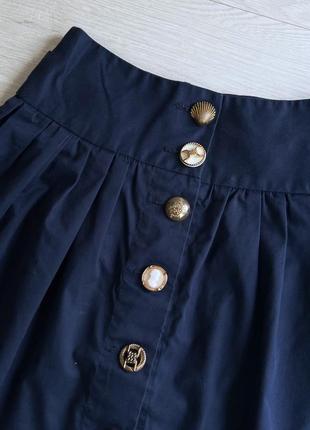 Синяя юбка с пуговичками мини-миди xs8 фото