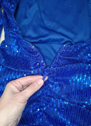 Шикарна синя вечірня сукня з паєтками prettylittlething, s10 фото