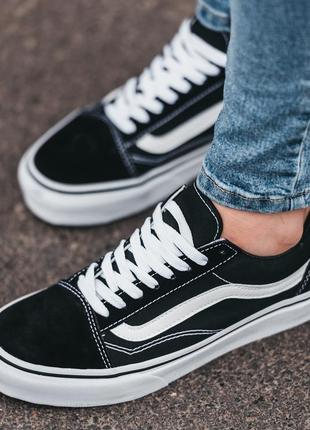 Шикарні чоловічі кеди vans old skool чорні3 фото