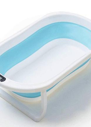 Ванна детская складная с датчиком температуры голубая/белая.ванна для новорожденного1 фото