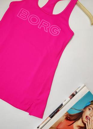 Майка спортивная женская малинового розового цвета с надписью от бренда bjorn borg xs s2 фото