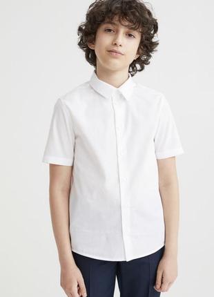 Біла сорочка на короткий рукав h&m ріст від 122 до 152 см