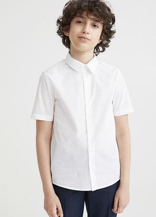 Біла сорочка на короткий рукав h&m ріст від 134 до 152 см
