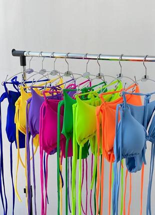 Трендовый купальник на завязках треугольники, раздельный купальник8 фото