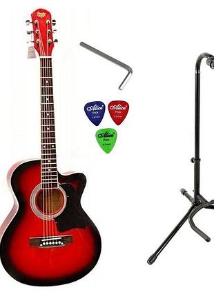 Набір акустична гітара bandes ag-851c rd 39 + стійка + медіатори