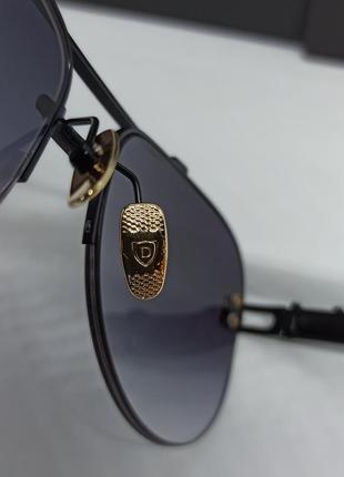 Dita очки капли мужские солнцезащитные люксовые темно серый градиент в черном металле8 фото