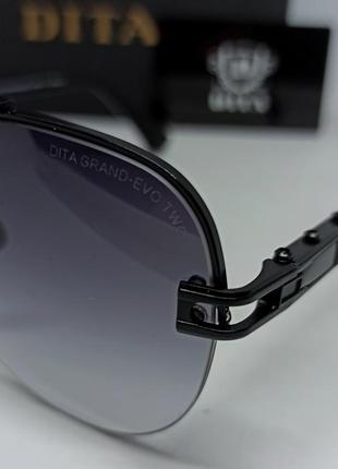 Dita очки капли мужские солнцезащитные люксовые темно серый градиент в черном металле3 фото