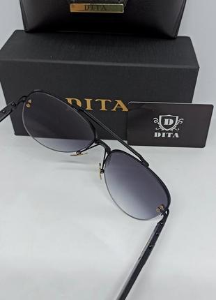 Dita очки капли мужские солнцезащитные люксовые темно серый градиент в черном металле5 фото