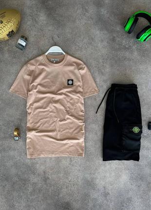 Чоловічий комплект футболка + шорти / якісний комплект stone island на літо