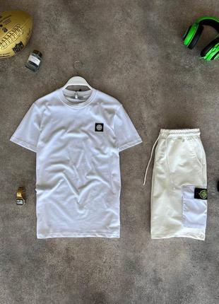 Чоловічий комплект футболка + шорти стон айленд / якісний комплект stone island на літо2 фото