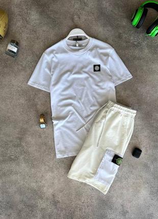 Чоловічий комплект футболка + шорти стон айленд / якісний комплект stone island на літо4 фото