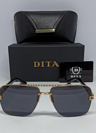 Dita очки мужские солнцезащитные классика люксовые черные однотонные в золотом металле2 фото