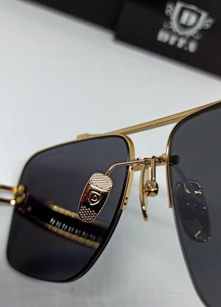 Dita очки мужские солнцезащитные классика люксовые черные однотонные в золотом металле9 фото