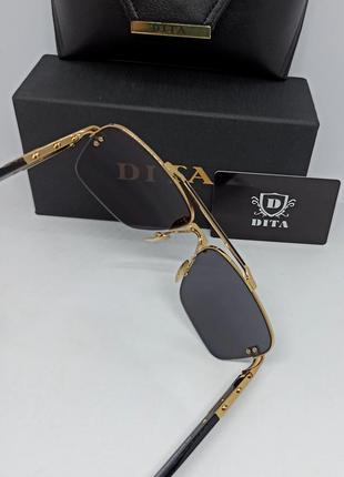Dita очки мужские солнцезащитные классика люксовые черные однотонные в золотом металле6 фото