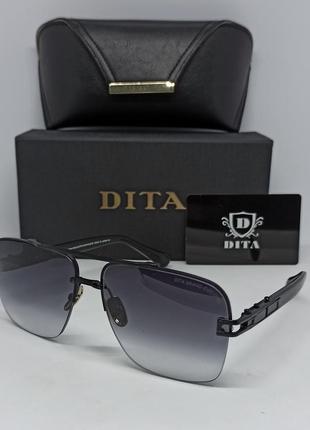 Dita очки мужские солнцезащитные классика люксовые темно серый градиент в черном металле2 фото