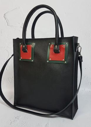 Оригинальная сумка шоппер из натуральной кожи, чёрный портофино 1799