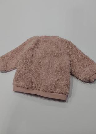 Куртка тедди для малышки пудрового цвета от h&m 4-6 месяцев4 фото