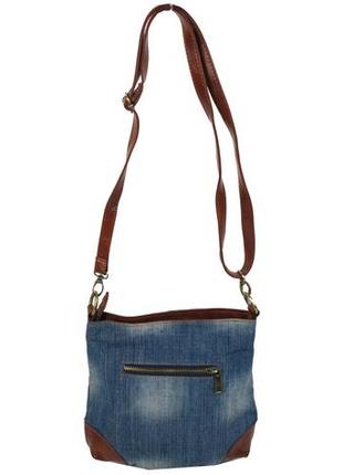 Молодежная джинсовая сумка на ремне fashion jeans bag голубая5 фото