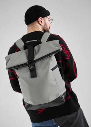 Городской рюкзак ролтоп для ноутбука rolltop для путешествий серого цвета6 фото